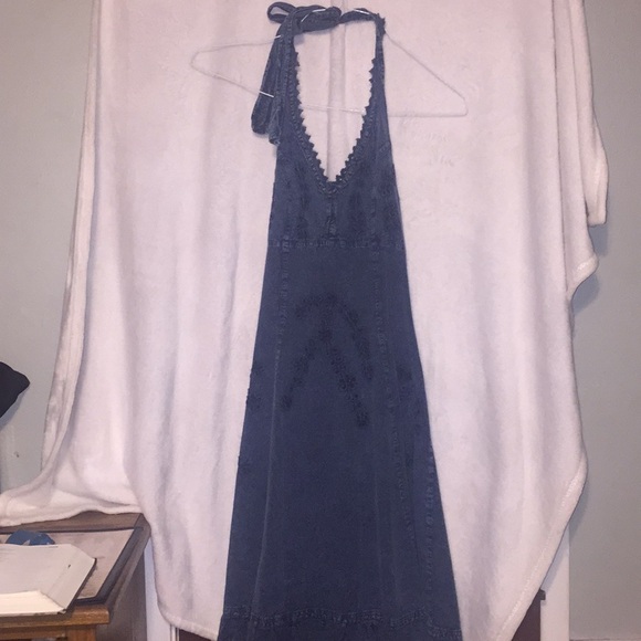 Denim Festival Indie Boho Halter Top Dress - Picture 1 of 3